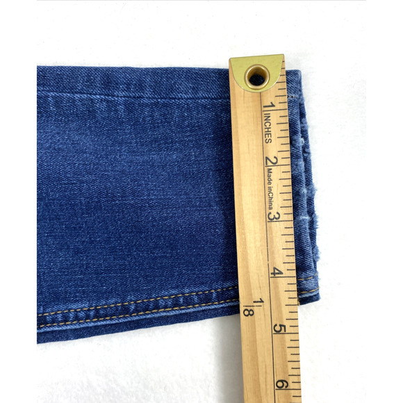 Maurice Button Fly Jeans Womens M Long Destroyed Medium Wash Denim Skinny‎ - Picture 10 of 12
